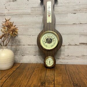 Vintage-Style Brown Wall Barometer